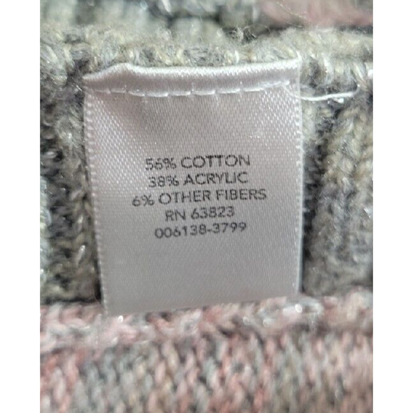Christopher & Banks Pink Striped Metallic Knit Pullover Sweater Womens SZ Large - Picture 8 of 9